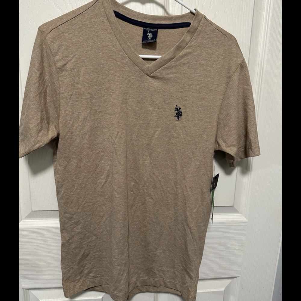 U.S. Polo Assn. Men's Brown V-Neck T-Shirt XS
